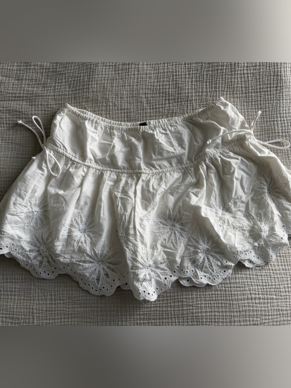 Free People White Embroidered Eyelet Mini Skirt